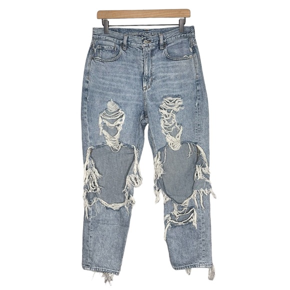 American Eagle Outfitters Denim - American Eagle Ripped Mom Jean 8 High Rise Tapered Leg Ankle Length Destroyed
